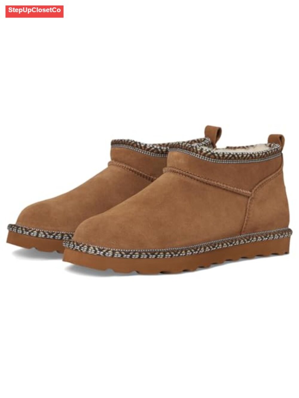 Suede Water-Resistant Ankle Snow Boots Wool Lined Pull-On